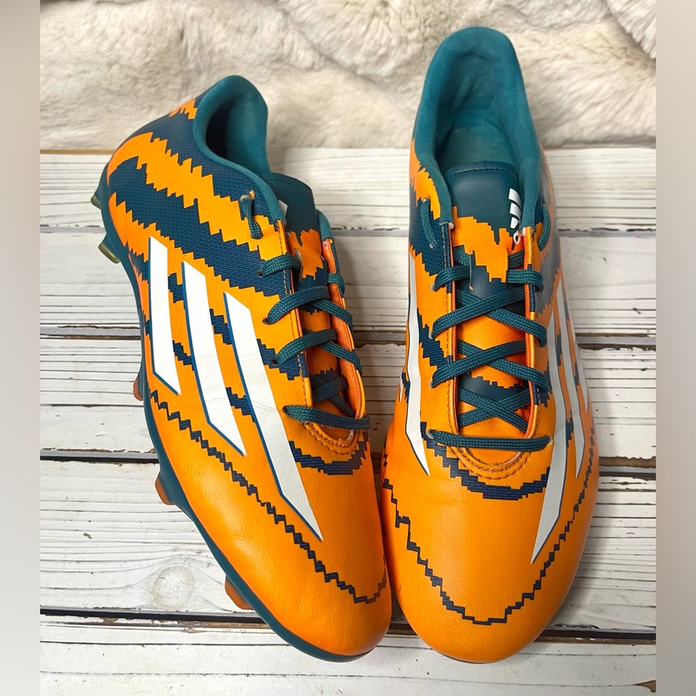 CLEAN Size 11 -‎ adidas Messi 10.3 FG Orange Teal Football Soccer Cleats Male
